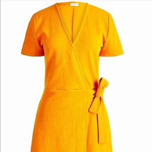 J Crew Factory mustard yellow textured knit wrap dress. Beautiful and never worn